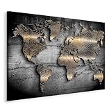 murando - Weltkarte Bilder für Wohnzimmer 120x80 cm 1 tlg Modern Leinwandbild Groß Wandbilder auf Leinwand XXL Schlafzimmer Wanddekoration Abstrakte Landkarte - Kontinente Schwarz k-A-0498-b-a