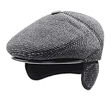 Herren Winter Schirmmütze Schiebermütze mit Ohrenklappen Wollmischung Warm Newsboy Ivy Hut Derby Tweed Irish Mützen Gatsby Baskenmütze Fahrermütze Flatcap Herren Barett Cap Männer Jagd Golf Winterhut