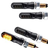 Germany Motorsports Motorrad LED Mini Blinker Spark schwarz smoke getönt Miniblinker e-geprüft vorne hinten 12V (2 Paar)