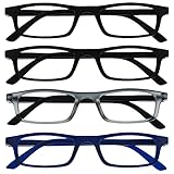 The Reading Glasses Company Die Lesebrille Unternehmen Schwarz Matt Grau Marineblau Leser Wert 4er-Pack Herren Damen Federscharniere RRRR17-1173 +2,50