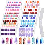 EBANKU 22 Blatt 3D Nagelfolie Nagelsticker Nagelfolien Selbstklebend Nagelaufkleber +1pcs Nagelfeile Nagelfolie Nagelaufkleber Nagel Kunst Sticker Nagel Abziehbilder (Gradient)