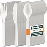 HAAGO - 360 Teile Besteck Set - Wiederverwendbares, spülmaschinenfestes Hochleistungsbesteck für Partys, Hochzeiten, Veranstaltungen, für heiße und kalte Speisen - Weiß