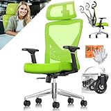 KESSER® Bürostuhl Ergonomisch mit verstellbaren Armlehnen | Drehstuhl mit Lendenwirbelstütze Rückenschonend | Schreibtischstuhl mit Kopfstütze | Office Chair Wippfunktion bis 125° mit 5X Gummirollen