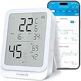 GoveeLife Digitales Thermometer Hygrometer Innen, Bluetooth LCD luftfeuchtigkeitsmesser mit Benachrichtigungsalarm, Temperaturüberwachung mit App, Datenspeicherung für Zuhause Gewächshaus Weinkeller