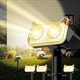 GEARLITE Solarlampen für Außen Garten, Solar LED Strahler Außen mit 2200 mAh Batterie, 800lm 3500K Warmweiß Außenwandleuchte, IP65 Wasserdicht Solarleuchten für Außen Deko, Weg, Bäume, Hof - 4 Stück
