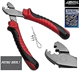 Klemmhülsen Set mit Hülsenzange und ca. 100 Jenzi Quetschhülsen 0,6-1,8mm + gratis Petri Heil! Aufkleber (1,8mm)