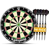 KESSER® Dartscheibe kork mit 9 Dartpfeile Professional Dartboard + 21 Pro Flights + Zubehör Steeldart Offizielles Dartscheibe 9 Pfeilen Metallspitze Profi Steeldartscheibe - Dartboard inkl. Montageset