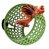 byMazy Betta Höhle Lounge | Aquarium Deko Versteck & Hängematte, Durchschwimm-Tunnel für Betta, kleine Fische, Garnelen – Aquariendeko mit Pflanzenhalter (Grasgrün, Groß)