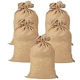 Jutesäcke 105 x 60 cm - 5er Set, Jutesack Universal, 50 kg Traglast - Ökologische Kartoffelsäcke aus 100% Jute - Strapazierfähig, Sackhüpfen, Kartoffelsack, Frostschutz, Nikolaussack