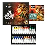 Castle Art Supplies Acrylfarben-Set, 24 x 12 ml, günstiges Anfänger-Set für Anfänger oder erwachsene Künstler, hochwertige intensive Farben, glatte Anwendung auf einer Vielzahl von Oberflächen