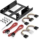 deleyCON Einbaurahmen SET für 2x 2,5' Festplatten SSD's auf 3,5' Adapter Wechselrahmen Halterung inkl. Schrauben 2 SATA Kabel 2 Stromadapter & Schraubendreher