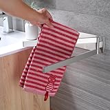 ZUNTO Doppelt Handtuchhalter Ohne Bohren, 180° Schwenkbar 2-armig Handtuchhalter Zum Kleben 304 Edelstahl Gebürstet Handtuchhalterung Handtuchstange für Bad und Küche 35.8cm