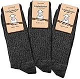 normani 3 Paar warme Schafwollsocken 100% Schafwolle für Damen und Herren - Wintersocken Wollsocken Norwegersocken Gr. 35-50 Farbe Anthrazit Größe 43-46