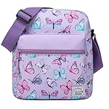 VASCHY Umhängetasche Mädchen, Leicht Klein Schultertasche Crossbody Bag Schulranzen Teenager Tasche Geschenk für Jugendliche Kleine Kinder Schmetterling