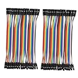 Heevhas 80PCS 40Pin Jumper Wire Kabel Breadboard Ribbon Cables 10cm Female-Female Steckbrücken Kabel 24AWG Drahtbrücken für Arduino Breadboard DIY Projekt