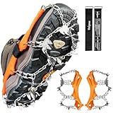 Unigear Steigeisen für Wanderschuhe, Grödel und Spikes für EIS, Schnee,24 Schuhspikes,Schneespikes, Eisstollen, Traktion mit Anti-Rutsch für Walking, Joggen, Klettern und Wandern