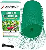 AlpineReach 2m x 30m Vogelschutznetz Gartennetz Feinmaschig (15 x 15mm) Extra Stark Gewebtes Netz, Vogelnetz, Obstbaumnetz, Katzennetz, engmaschig Laubnetz, Kabelbinder, Wiederverwendbar, Grün