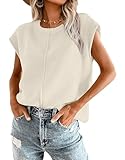 Oyamiki Causal Pullunder Damen Oversize Lässig Sommer Top Leichtgewichtig Pullover Atmungsaktiv Strickpullover Aprikose XL