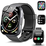 Smartwatch Damen Herren, 1.95' Smartwatch mit Bluetooth Anruf Textfunktion, Fitnesstracker mit Pulsuhr/Schlafmonitor, 112+ Sportmodi IP68 Wasserdicht Sportuhr,Schrittzähler Uhr für Android iOS Schwarz