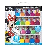 Minnie Mouse 18-teiliges Set mit Nagellack für Kinder, wasserbasiert, schnell trocknend und abziehbar, perfekt für Partys und Pyjamapartys, für Kinder ab 3 Jahren, von Townley Girl