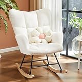 Sweetcrispy Schaukelstuhl, Teddy gepolstert Glider Rocker mit hoher Rückenlehne, Lesesessel Moderne Schaukel Akzent Stühle Glider Recliner für Wohnzimmer, Schlafzimmer