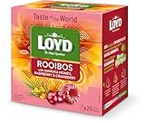 LOYD - Geschmack Der Welt - Rooibos Tee Manuka, Himbeer & Cranberry - 20 Pyramidenbeutel, Aromatischer, mit Süßer Honig, Zitronenschale, Orangenschale, Koffeinfreier, Ideal für Jede Tageszeit - 34g