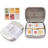 Csy Art Supplies handgefertigtes Aquarellfarben-Set – 6 metallische Farben, halbe Näpfchen, Glitzer, feste Wasserfarbe, Metallgehäuse, glitzernd, für Künstler, Studenten und Hobbyisten