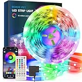 Bonve Pet LED Strip 5M,RGB LED Streifen,Bluetooth LED Streifen Selbstklebend,LED Streifen mit Fernbedienung und APP Musiksync Farbwechsel Band Lichter für die Schlafzimmer, Küche, Decke, Party