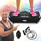 Miweba Sports Fitness 4D Wave Vibrationsplatte MV300 | 𝟑 𝐉𝐀𝐇𝐑𝐄 𝐆𝐀𝐑𝐀𝐍𝐓𝐈𝐄 - Armband Fernbedienung - 800 Watt - Bluetooth Lautsprecher - Trainingsbänder - Led - Große Trittfläche (Schwarz)