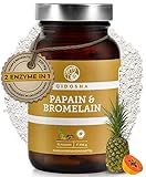 QIDOSHA® Papain Bromelain in magensaftresistenten Kapseln, 320mg je Kapsel, 90 Stk im Apothekerglas, höchste Enzymaktivität von 6194 USP (Papain), Papain Enzym aus der Papaya, Bromelain aus der Ananas