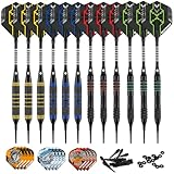 BLESION Dartpfeile mit Kunststoffspitze 12 Stück 18 Gramm Profi Dartpfeile Set für Elektronische Dartscheibe, Dartpfeile mit 12 Flights 20 Gummiringen 50 Dartspitzen (2025 New)