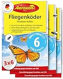 Aeroxon Fliegenköder für Fenster - 18 Stück Sonderpackung, Effektive Fliegenfalle Innenbereich, Wirkstoff statt Kleber, Langzeitwirkung