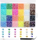 24000Pcs Strasssteine für Nägel, BetterJonny Hitzefix Strasssteine zum Basteln 3mm Nail Art Strasssteine Flatback Edelsteine Runde mit Pinzette und Punktierung Stift für DIY Handwerk Nägel Kleidung, A