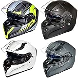 ?rueger RT-826 Motorrad-Helm Integralhelm Fullface Helm Pinlock Sonnenvisier ECE Damen und Herren?, Farbe:Visier klar, Größe:alle Größen