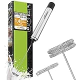 Liebfeld Milchaufschäumer Elektrisch - Stab Milchschäumer mit Einzel- u. Doppel-Spiralbesen - Edelstahl Milchaufschäumer Stab, Frappe Mixer, Milk Frother für Kaffee, Latte, Smoothies
