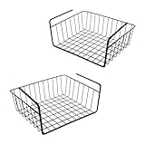 Spetebo Unterregal Hängekorb aus Metall 2er Set schwarz - 38 x 28 cm - Aufbewahrungskorb zum Einhängen an Regalböden - Drahtkorb Organizer Korb für Regal Schrank Küche Büro