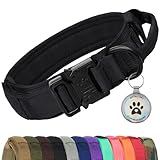 Joytale Taktisches Hundehalsband | Hunde Halsband mit Griff | Hundehalsband Mittelgroße Hunde mit QR Code Hundemarke, Schwarz, M