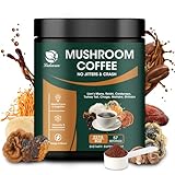 Lukaree Pilzkaffee 14 in 1 Instant-Pilzkaffee Arabica Kaffee Pilz Pulver mit Löwenmähne, Reishi, Chaga, Cordyceps, Shiitake, Maitake, Truthahnschwanz für Fokus Energie Immunität, 227 g