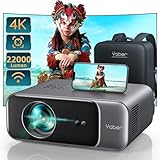 Beamer, [Autofokus/Trapezkorrektur] Beamer Heimkino, 1080P Full HD Beamer Unterstüt 4K Video mit WiFi6 Bluetooth, YABER 22000 Lumen Tragbare Projektor Outdoor 300' Display, für Smartphone/TV Stick/PS5