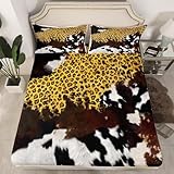 Bettlaken Leopardenmuster, Spannbettlaken 90x200 cm Tierfell für Boxspringbett Weiche Mikrofaser Spannbetttuch 3D Bed Sheet mit 2 Kissenbezug für Kinder Erwachsene ZL380