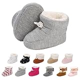 Tolaler Unisex-Baby Neugeborenes Fleece Booties, Verdicktes Futter Warme Baby Winterschuhe Verstellbare rutschfeste mit Weicher Sohle Baby Booties/Alltagskleidung (6-12 Monate)