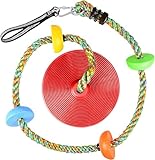 LittleBoyny Kletterseil Schaukel Baum Kinderschaukel mit Plattform und Scheibenschaukel Sitz Set Spielset Zubehör (Rot Schaukel)