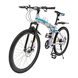 AKANGOMM 26 Zoll Mountainbike, Faltbares Fahrrad Mit 21-Gang Outdoor Einstellbare Höhe Herren Jugend Fahrrad Reiten Scheibenbremse Vorne Und Hinten Fahrrad Für Erwachsene