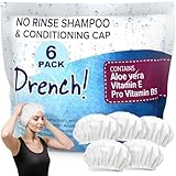 Drench! Haarwaschhauben 6x Haar Shampoo Cap - 6er Pack - Haare Waschen ohne Wasser - Waschhaube mit Conditioner - Mit Aloe Vera Vitamin E und Provitamin B5