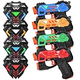 KIZJORYA Laser Tag Waffen mit Westen, Set von 4 - Mehrspieler Laser Tag Set für Kinder, Spielzeug für Jugendliche, Jungen und Mädchen - Outdoor-Spielzeug für Kinder