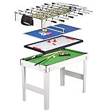 Leomark Multigame Holz Spieltisch - weiße Farbe - Tischfußball, Billard, Hockey, Tischtennis, 4in1 Multifunktionstisch Multiplayer Inkl. komplettem Zubehör, Ab 8 Jahre