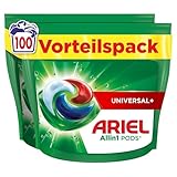 Ariel Waschmittel Pods All-in-1, Flüssigwaschmittel Kapseln 100 Waschladungen, Universal+, Kraftvolle Fleckentfernung ab der 1. Wäsche