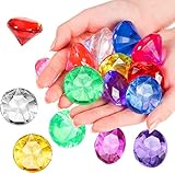 FANNAS Edelsteine für Kinder,30 Stück 32mm Acryl +Diamanten Deko Bunt Transparent Glitzer +Dekosteine Streudeko Tisch Hochzeit Steine, DIY Glitzer Steinchen Kristalle Strass für Schatzsuche