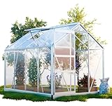 GARMIO® Gewächshaus Neapel 250x190cm für den Garten, Alu Frühbeet inklusive Fundament, 2 Dachfenster Treibhaus Aufzucht Pflanzenhaus Tomatenhaus 4,75m² UV-Schutz