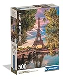 Clementoni Puzzle Collection - Along The Seine 500 Stücke, Compact Box - Puzzle für Erwachsene 14-99 Jahre, Geschenk für Mann und Frau, Paris, Made in Italy, 35598